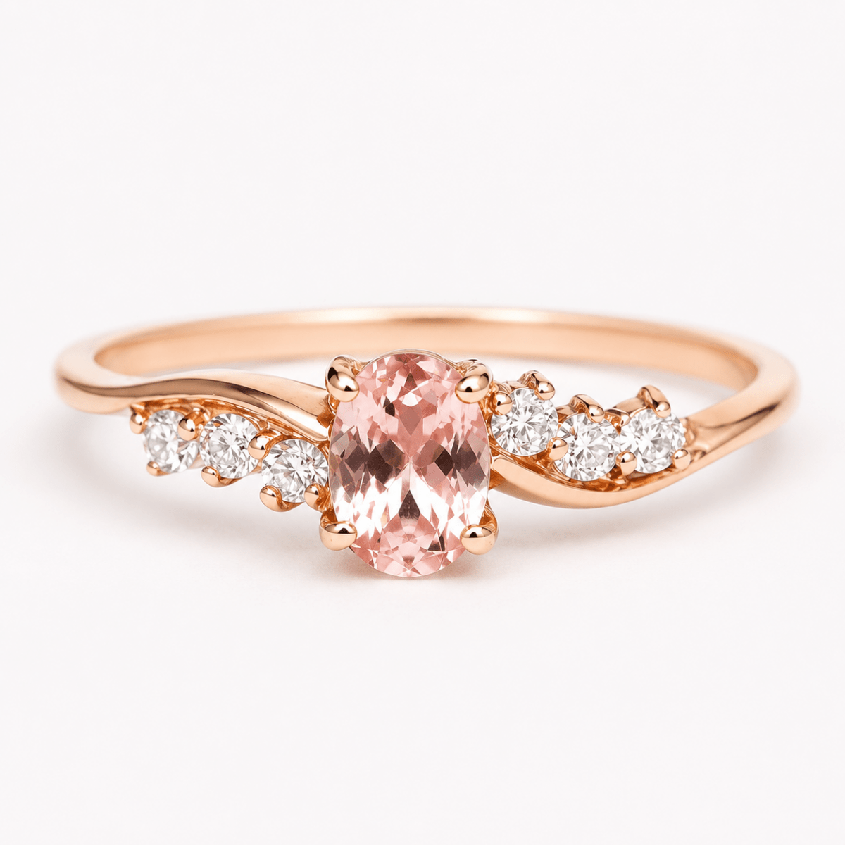 Morganite Diamond Gold Ring Avdotya - SOVATS