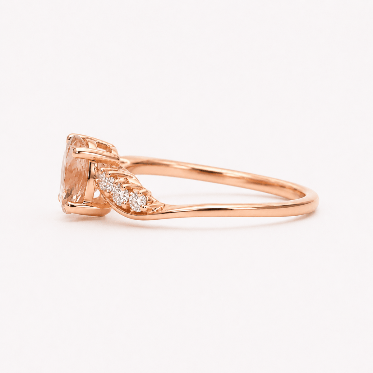 Morganite Diamond Gold Ring Avdotya - SOVATS