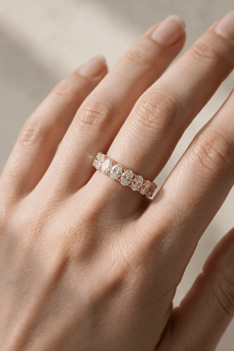 Oval Lab Diamond Shared-Prong Eternity Band - SOVATS