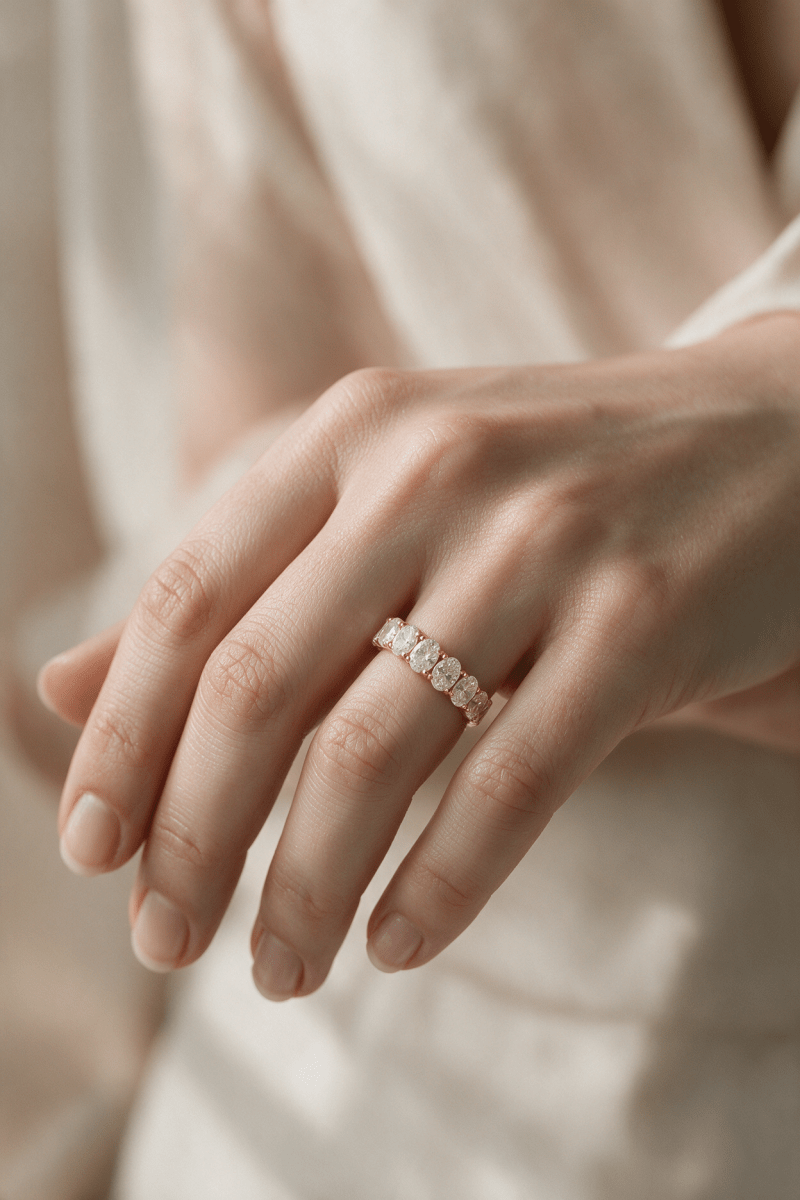 Oval Lab Diamond Shared-Prong Eternity Band - SOVATS