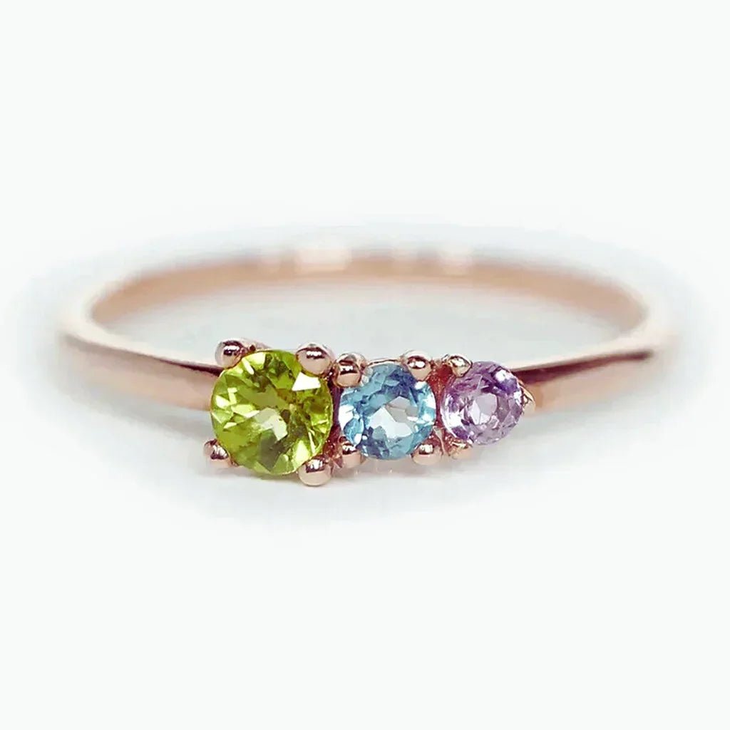 Peridot Aquamarine Amethyst Ring Kroos - SOVATS