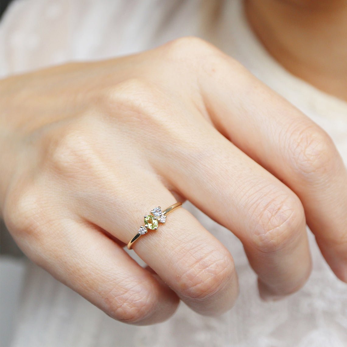 Peridot Aquamarine Diamond Ring Mala - SOVATS