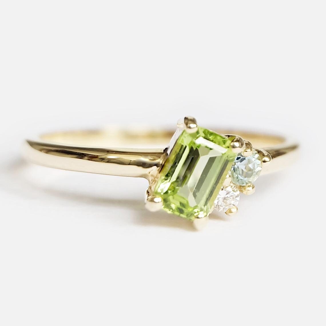 Peridot Aquamarine Diamond Ring Tiphaine - SOVATS