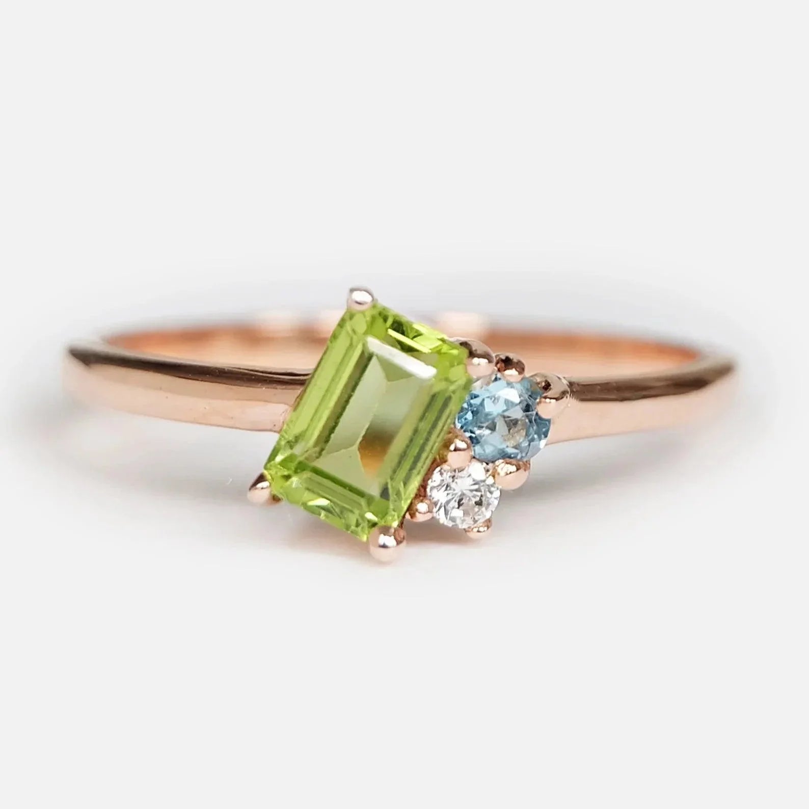 Peridot Aquamarine Diamond Ring Tiphaine - SOVATS
