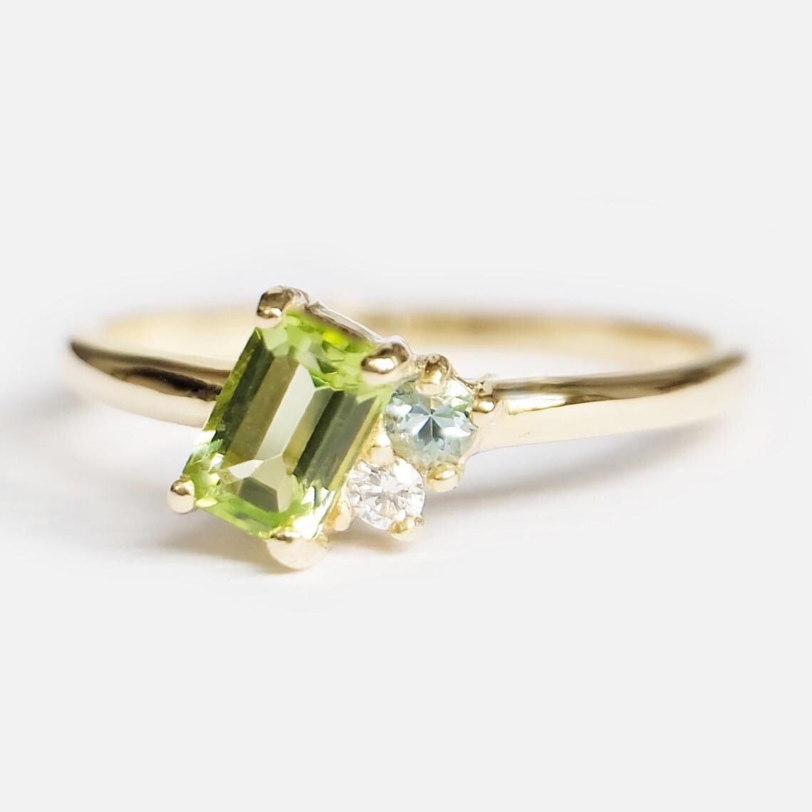 Peridot Aquamarine Diamond Ring Tiphaine - SOVATS
