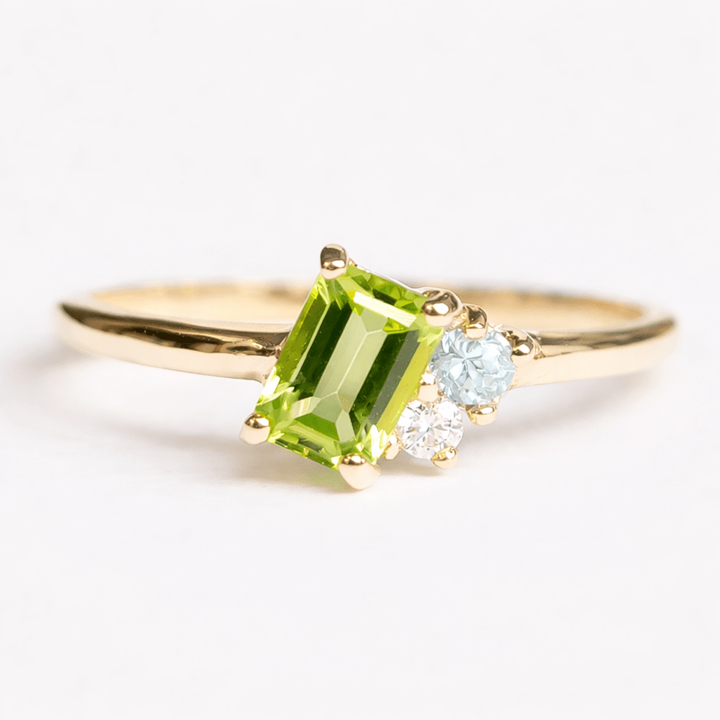 Peridot Aquamarine Diamond Ring Tiphaine - SOVATS