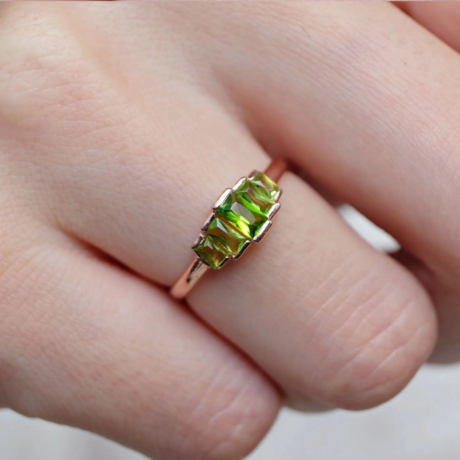 Peridot Baguette Ring Celestine - SOVATS