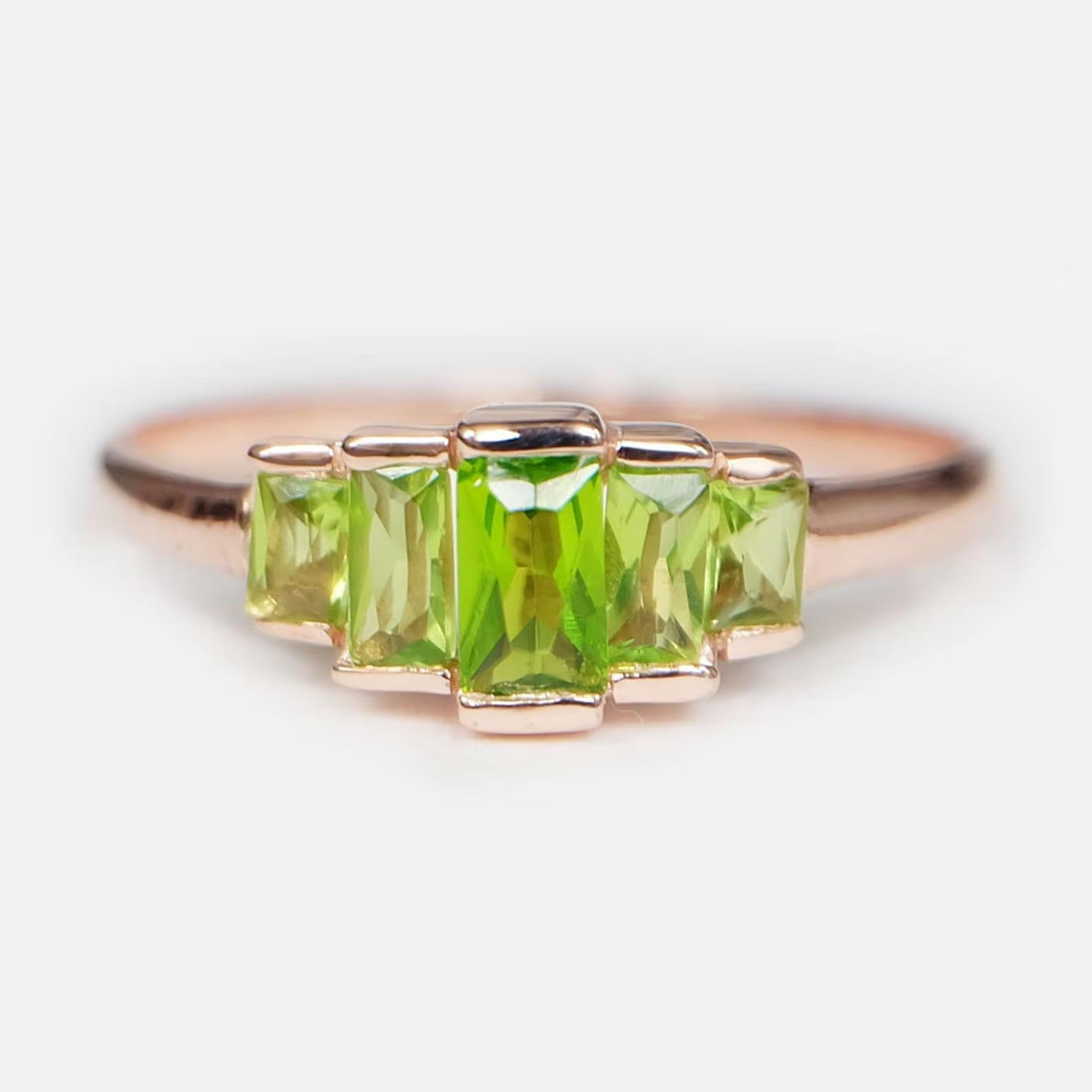 Peridot Baguette Ring Celestine - SOVATS
