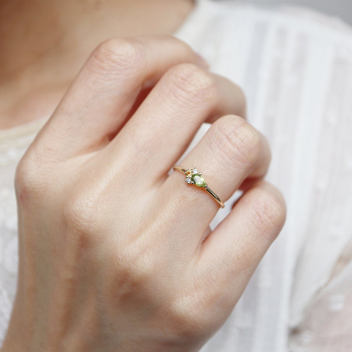 Peridot Citrine Diamond Ring Eleanor - SOVATS