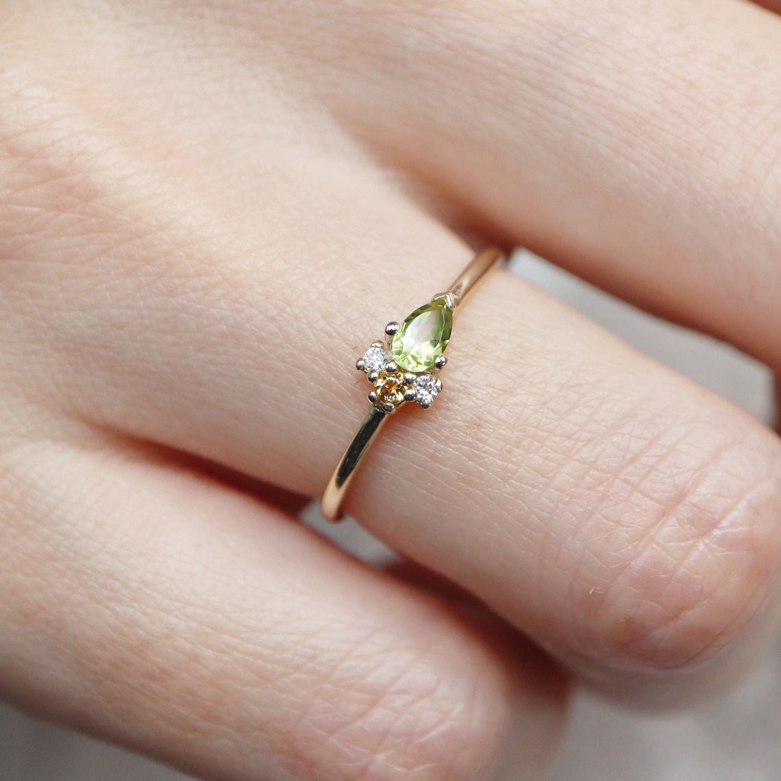 Peridot Citrine Diamond Ring Eleanor - SOVATS