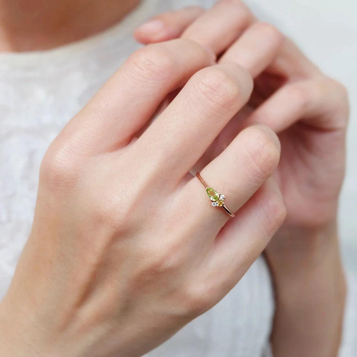 Peridot Citrine Diamond Ring Eleanor - SOVATS