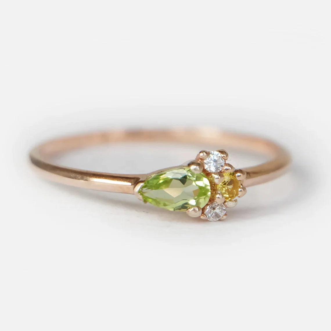 Peridot Citrine Diamond Ring Eleanor - SOVATS