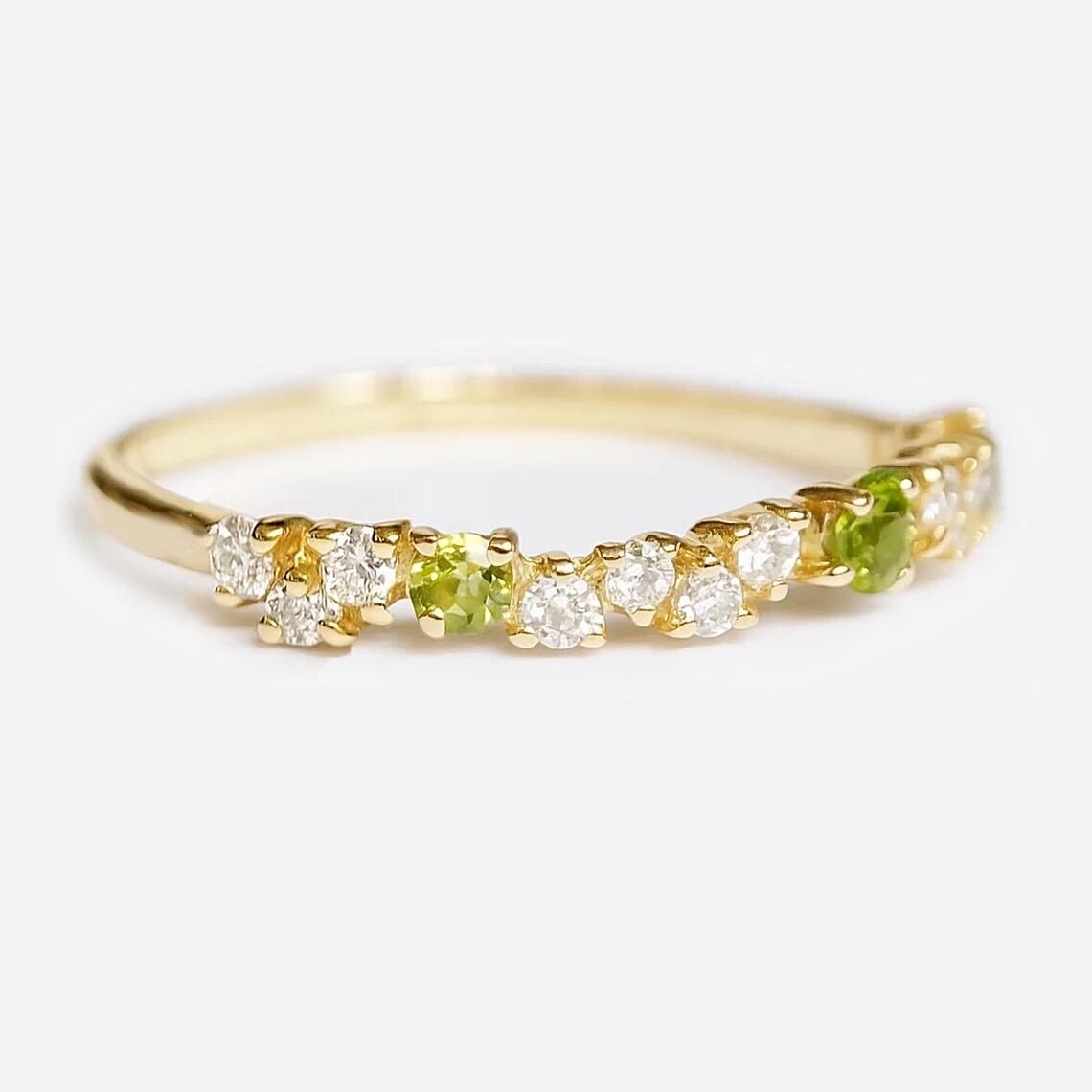Peridot Diamond Band Ring Mint - SOVATS