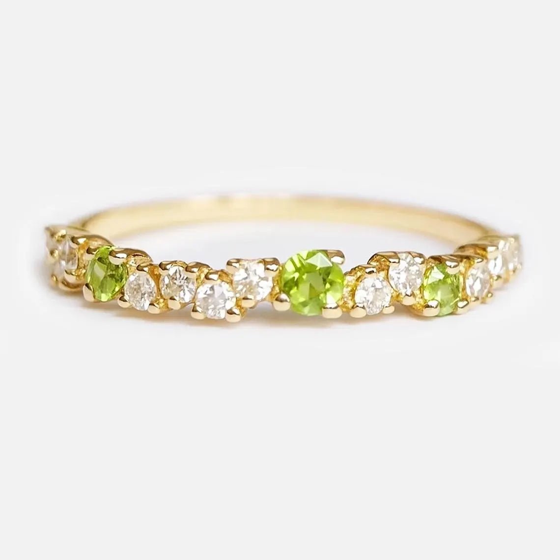 Peridot Diamond Band Ring Mint - SOVATS