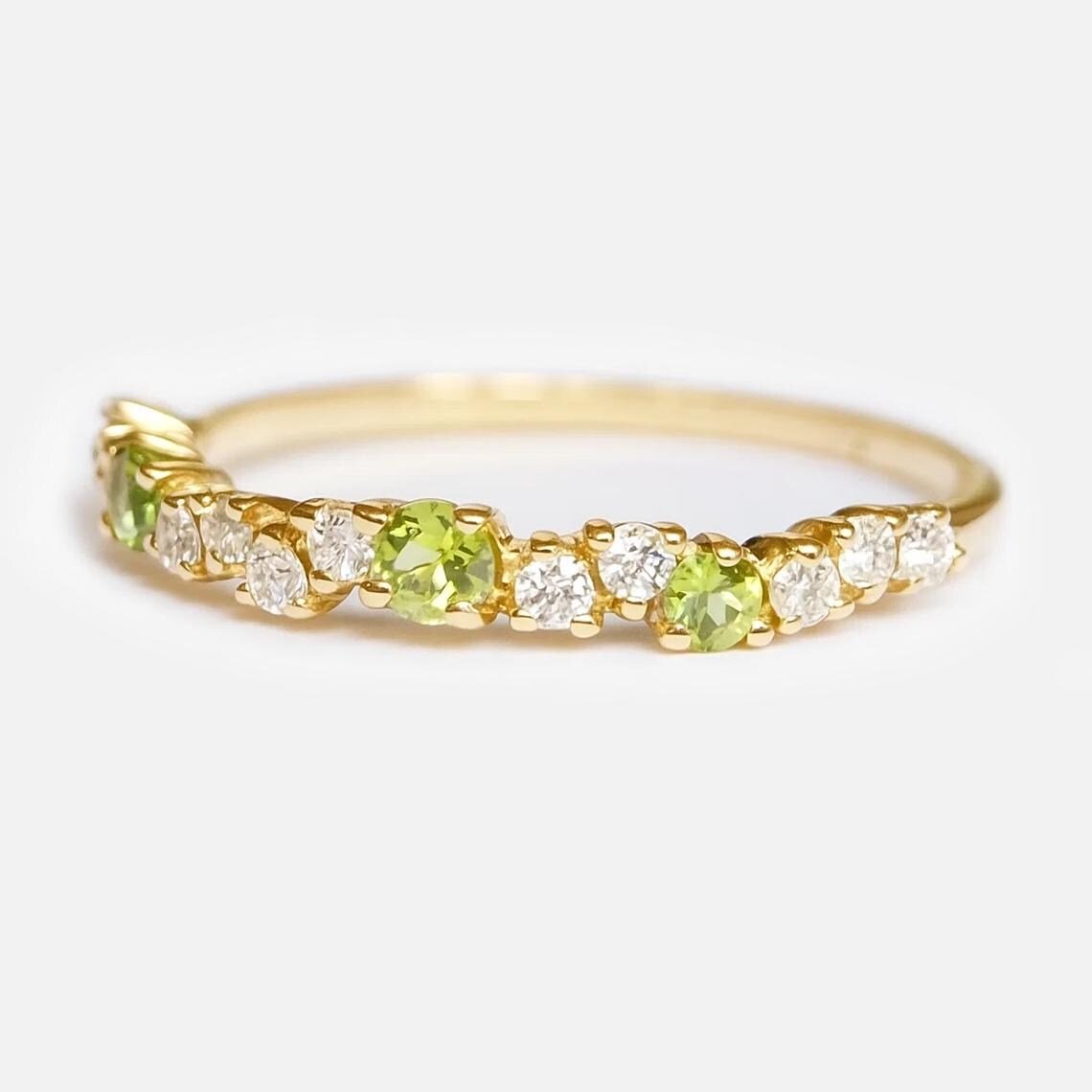 Peridot Diamond Band Ring Mint - SOVATS