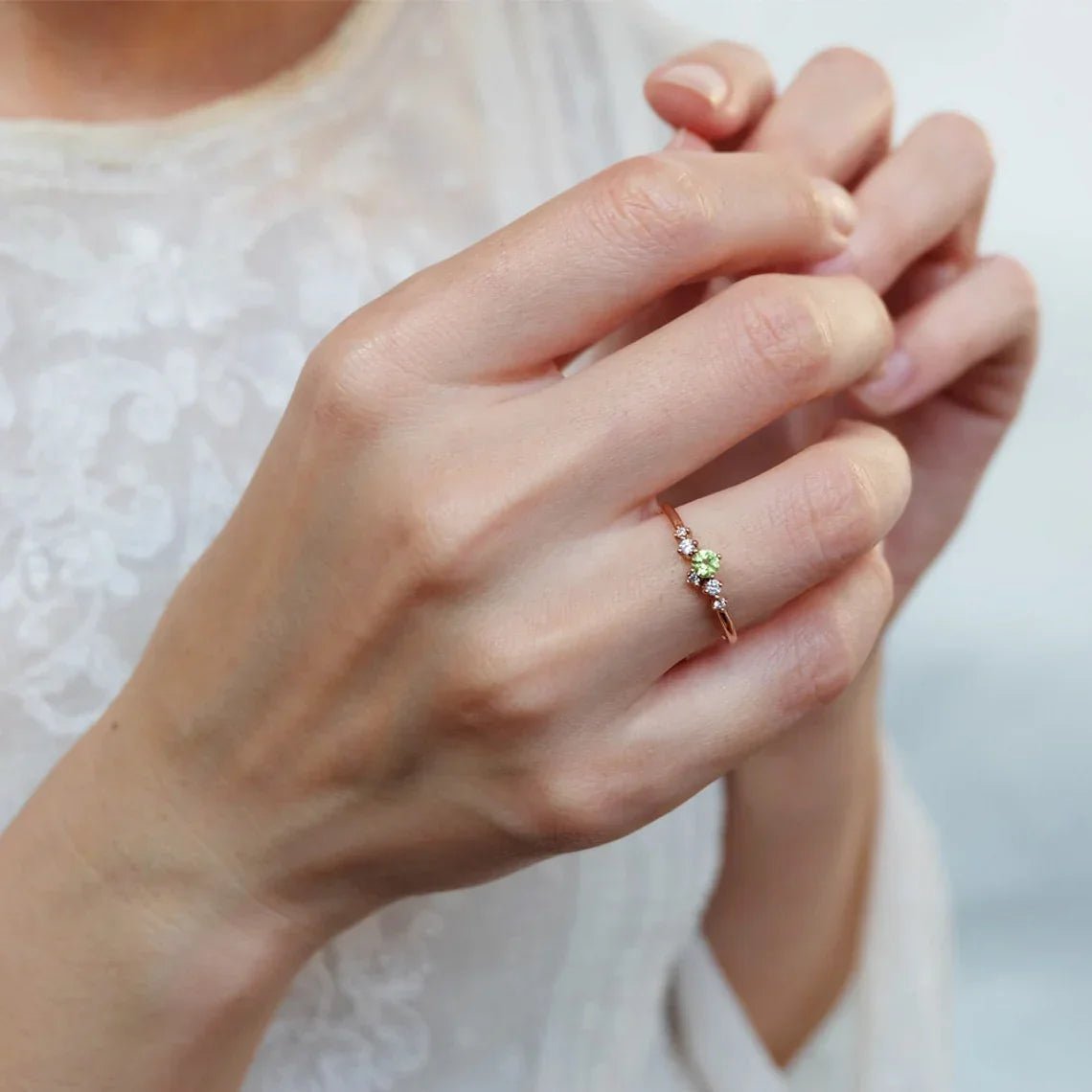 Peridot Diamond Cluster Ring Amiya - SOVATS