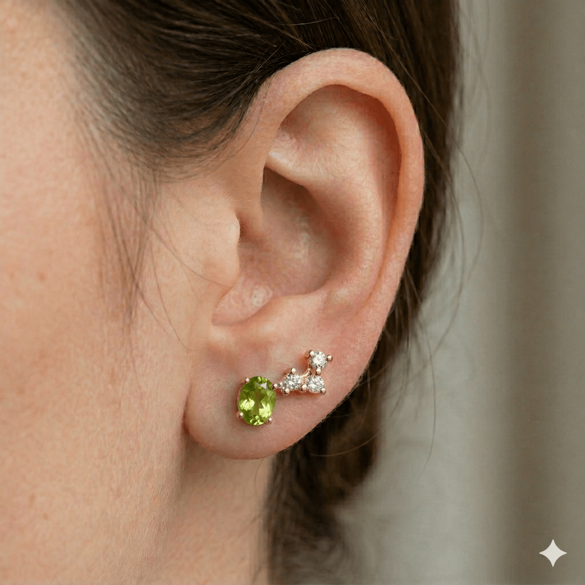 Peridot Diamond Gold Earrings Amity - SOVATS