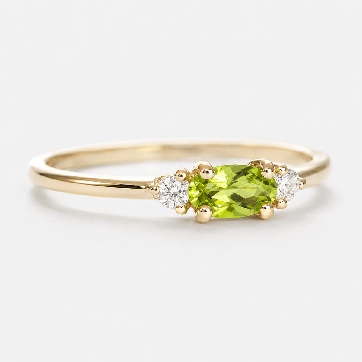 Peridot Diamond Gold Ring Afina - SOVATS