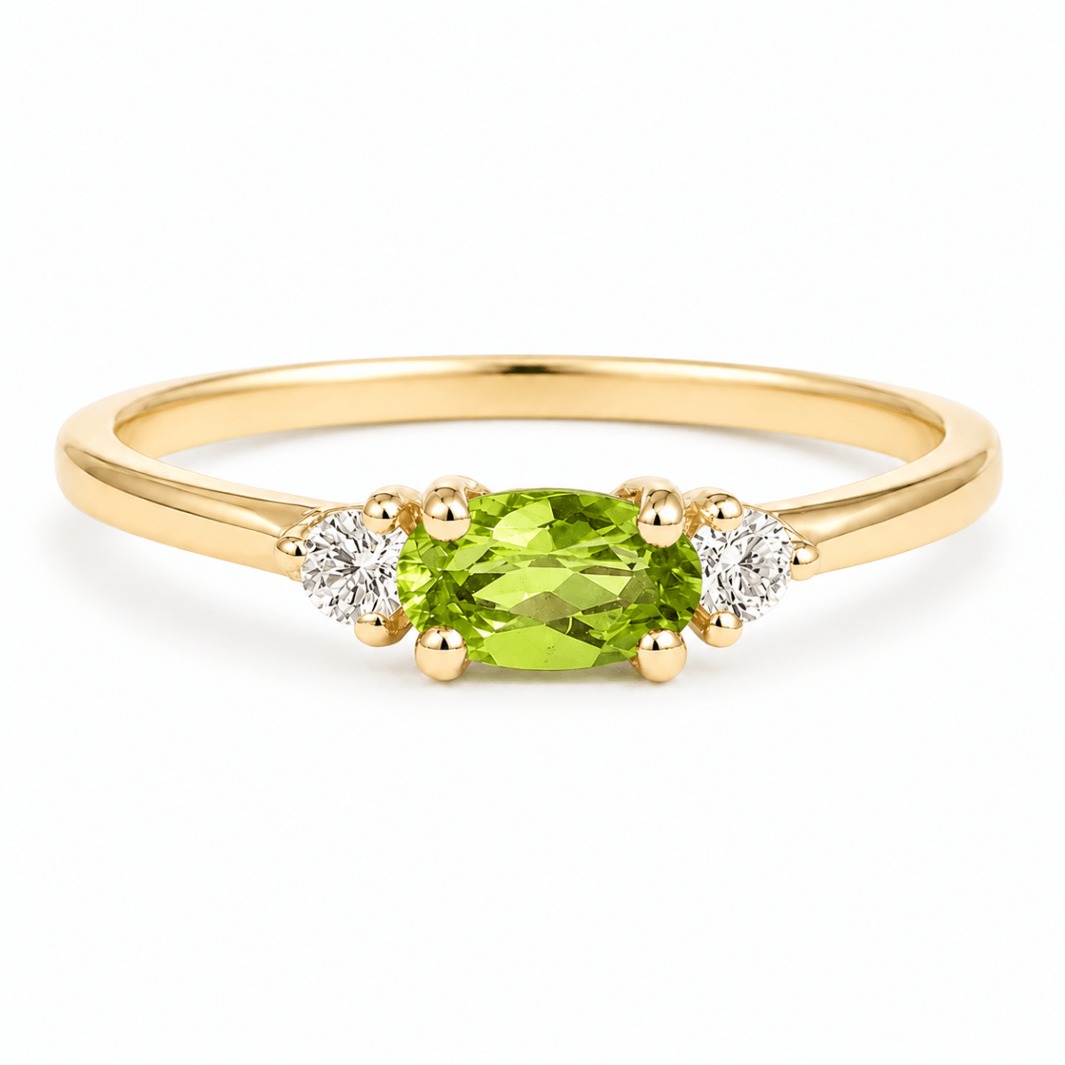 Peridot Diamond Gold Ring Afina - SOVATS
