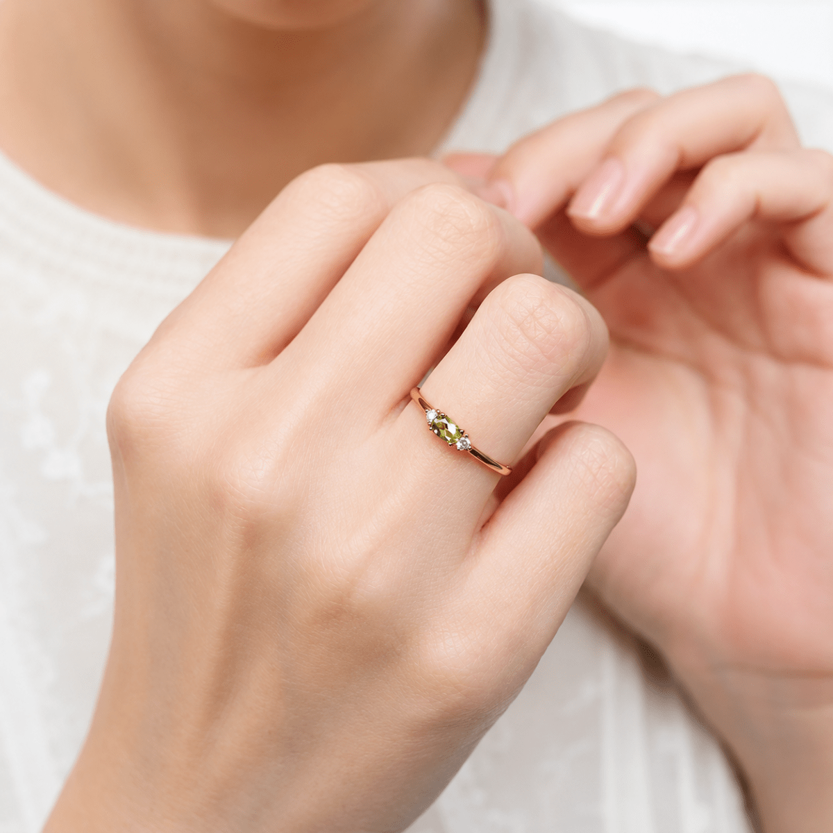 Peridot Diamond Gold Ring Afina - SOVATS