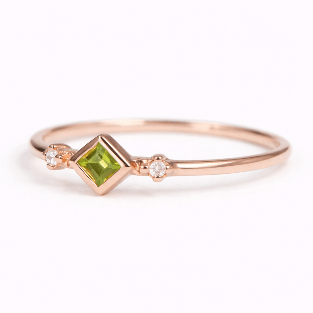 Peridot Diamond Gold Ring Asha - SOVATS