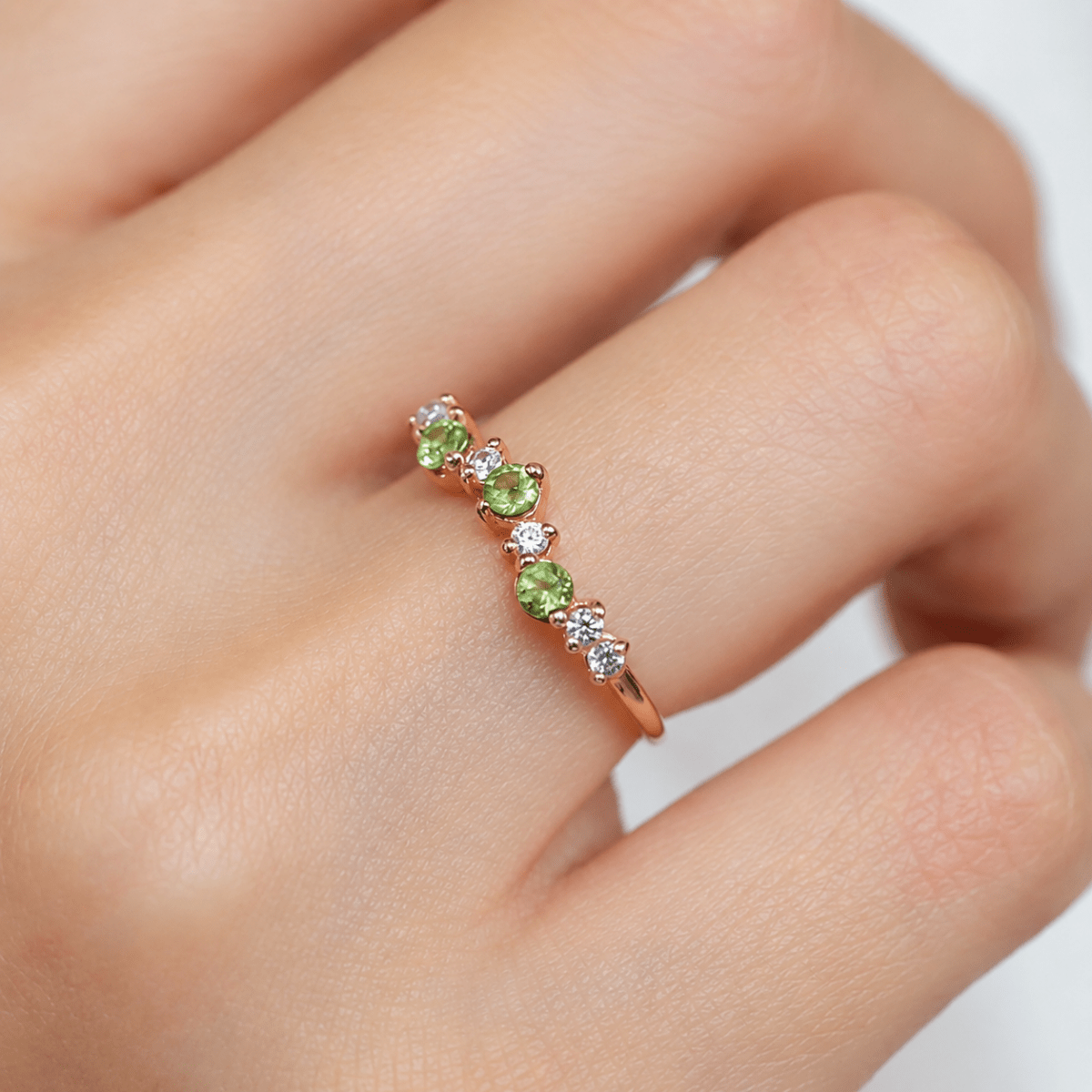 Peridot White Topaz Gold Ring Taliyah - SOVATS