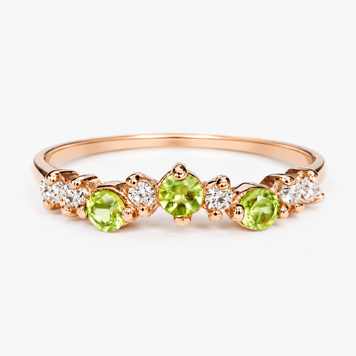 Peridot White Topaz Gold Ring Taliyah - SOVATS