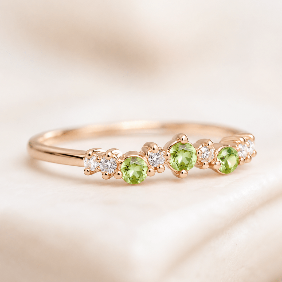 Peridot White Topaz Gold Ring Taliyah - SOVATS