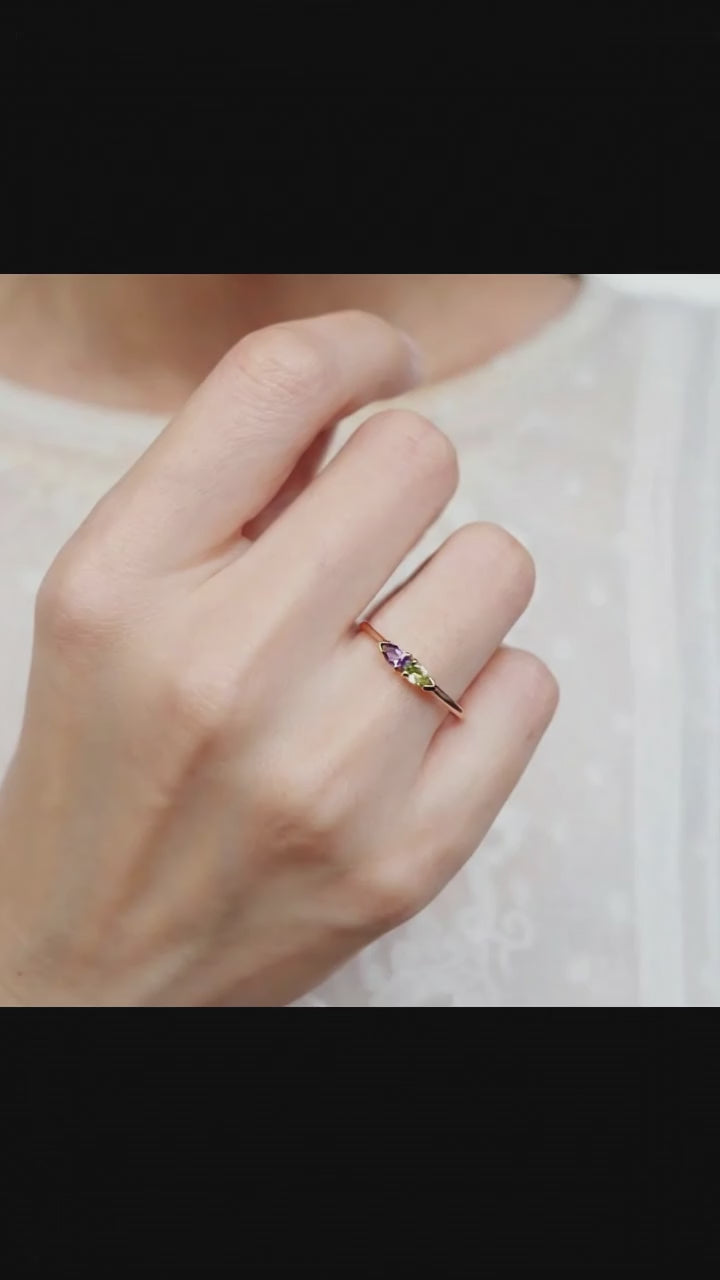 Peridot Amethyst Gold Ring Hamelin