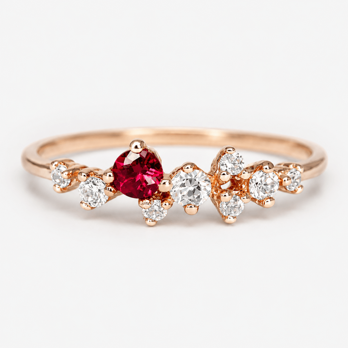 Rhodolite Diamond Gold Ring Iwona - SOVATS