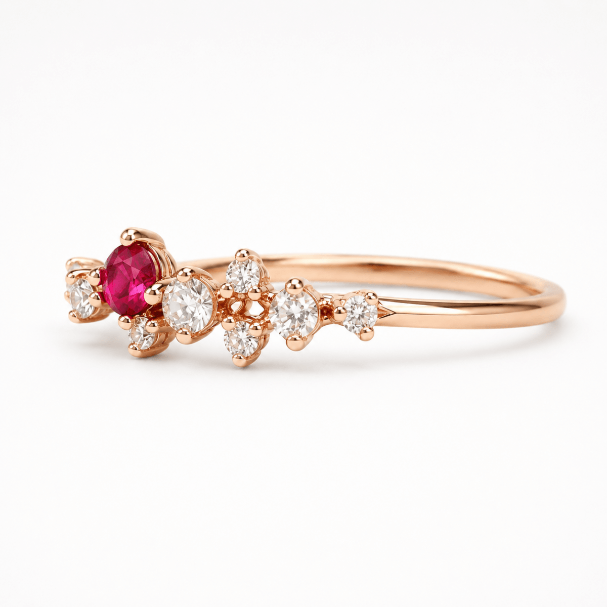 Rhodolite Diamond Gold Ring Iwona - SOVATS