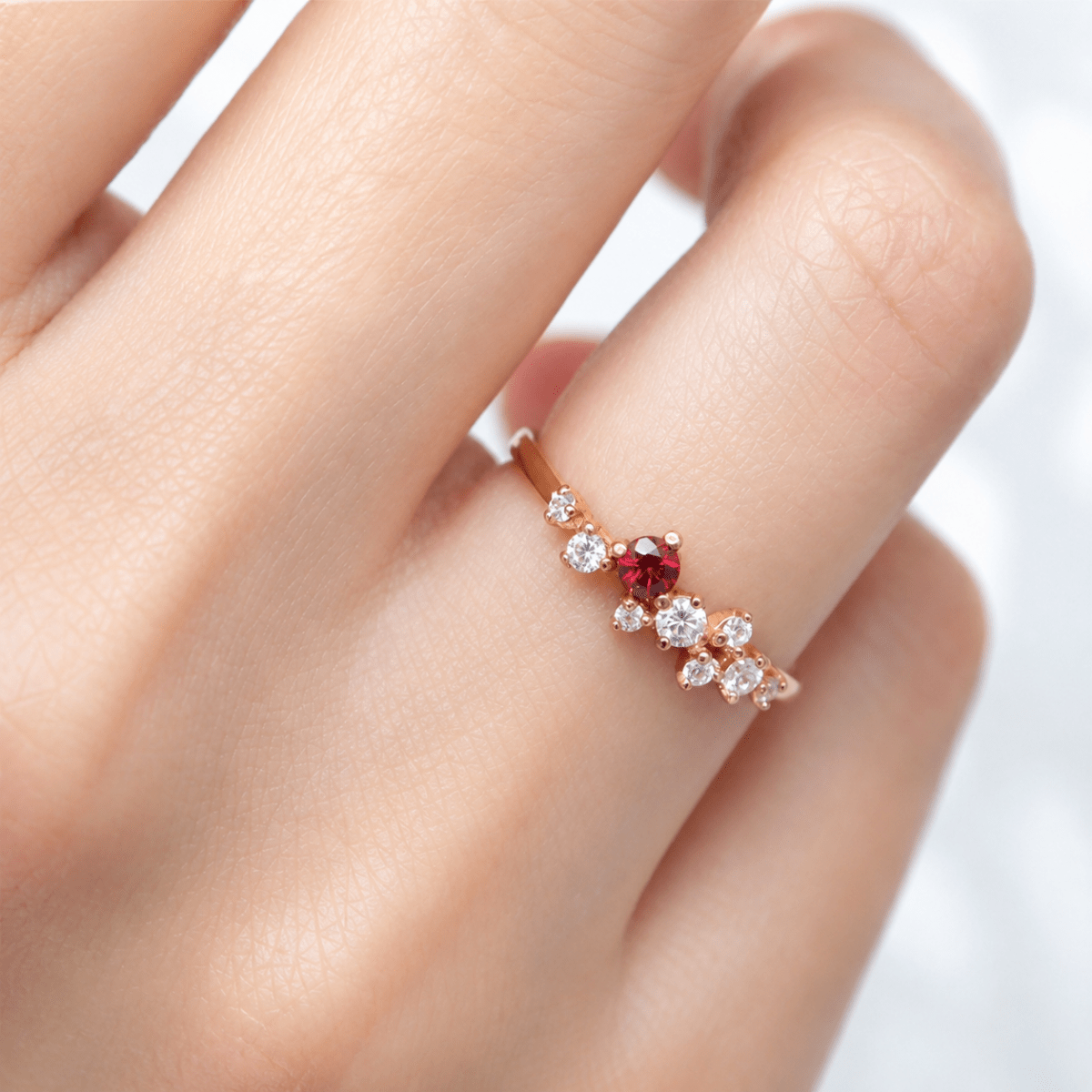 Rhodolite Diamond Gold Ring Iwona - SOVATS