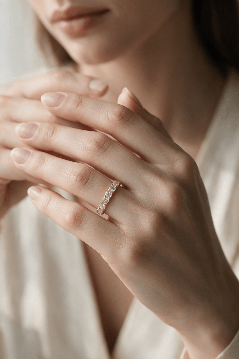 Round Lab Diamond Shared-Prong Eternity Band - SOVATS