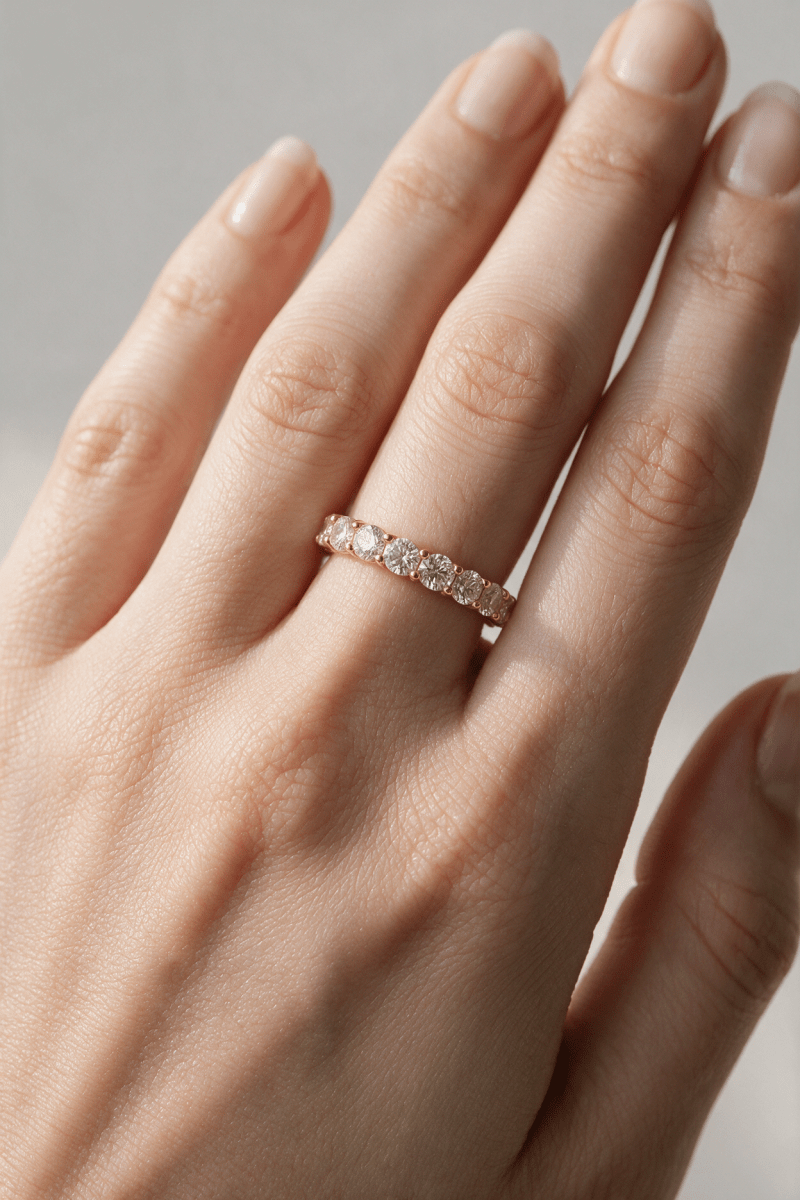 Round Lab Diamond Shared-Prong Eternity Band - SOVATS