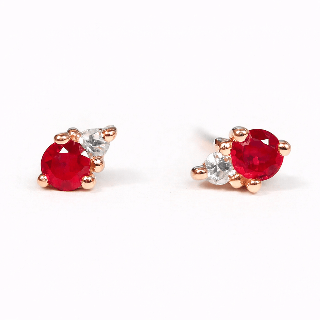 Ruby Diamond Gold Earrings Melia - SOVATS