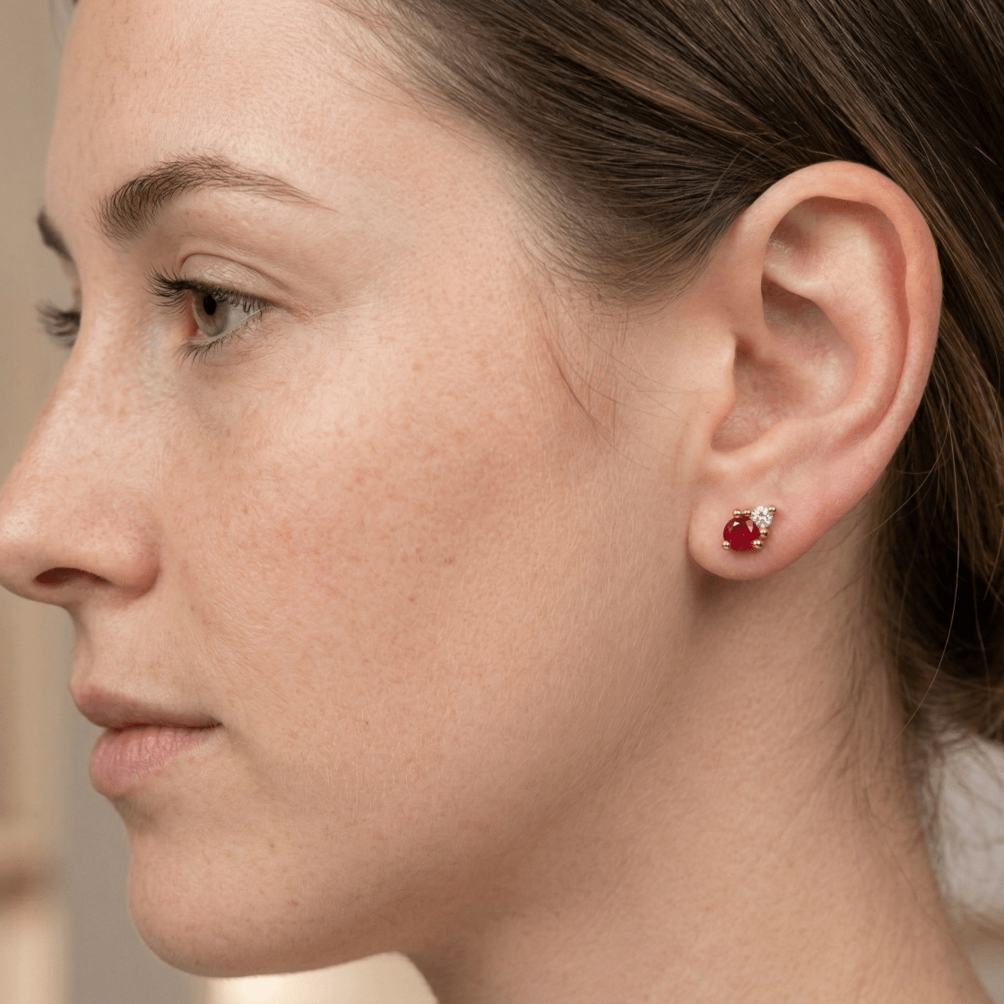 Ruby Diamond Gold Earrings Melia - SOVATS