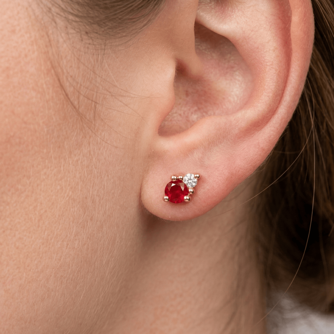 Ruby Diamond Gold Earrings Melia - SOVATS