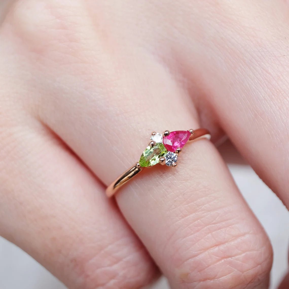Ruby Peridot Ring Cellinia - SOVATS