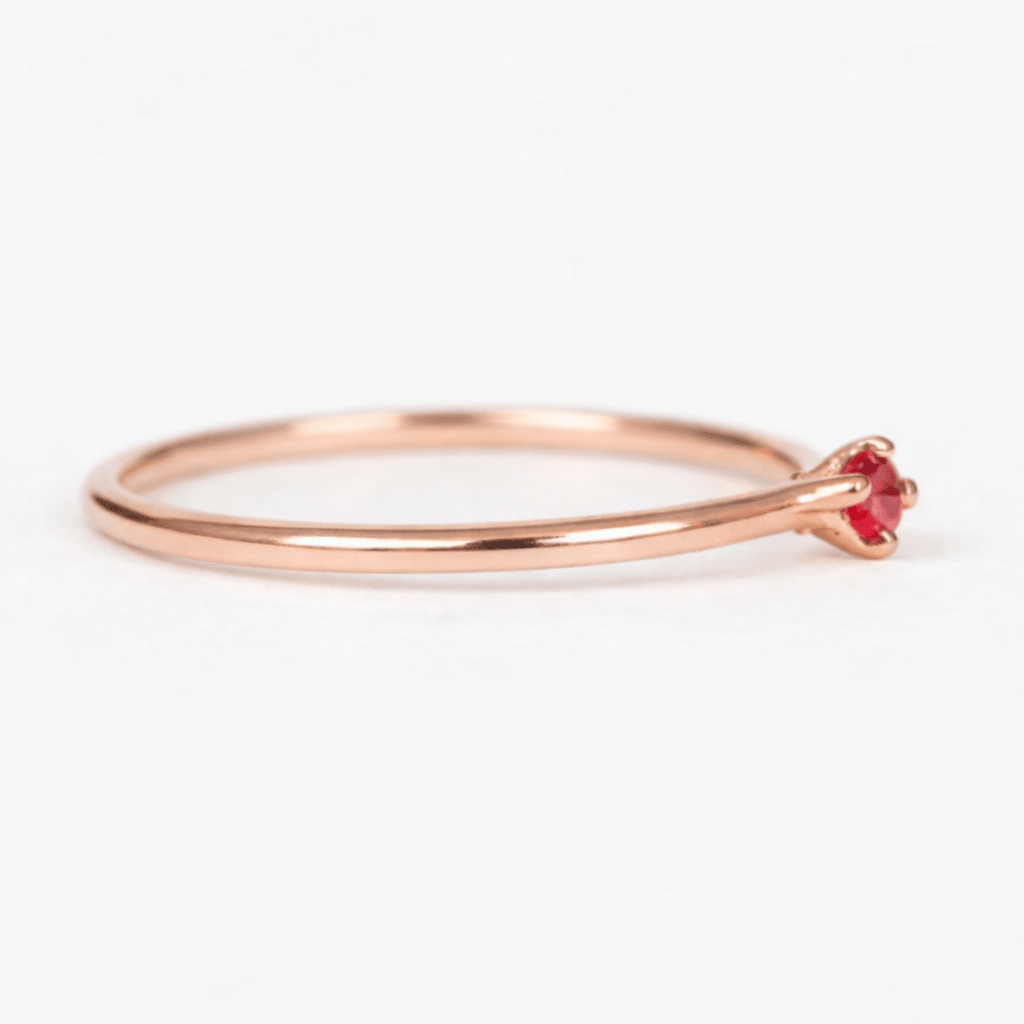 Ruby Solitaire Gold Ring Eva - SOVATS