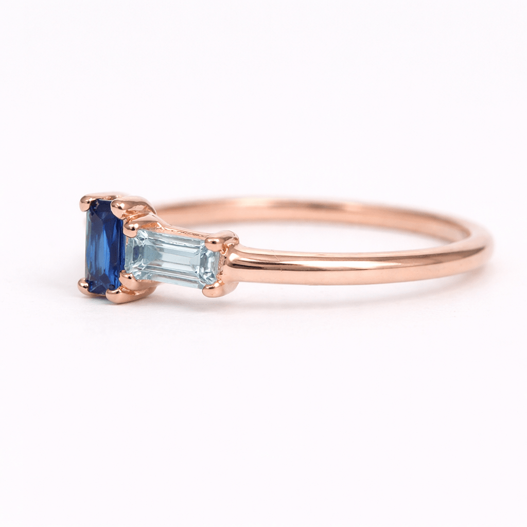 Sapphire Aquamarine Gold Ring Asteria - SOVATS