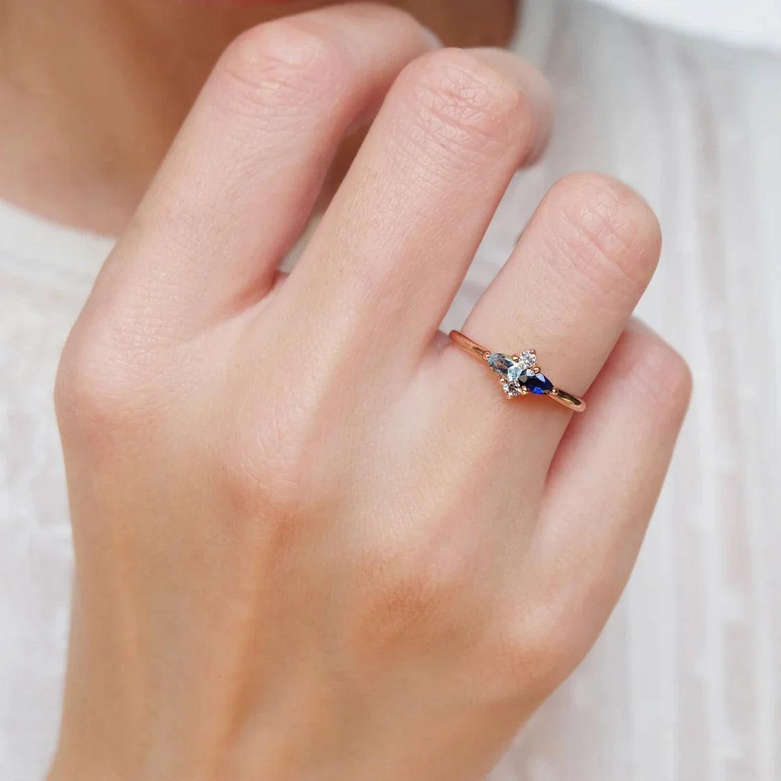 Sapphire Aquamarine Ring Cellinia - SOVATS