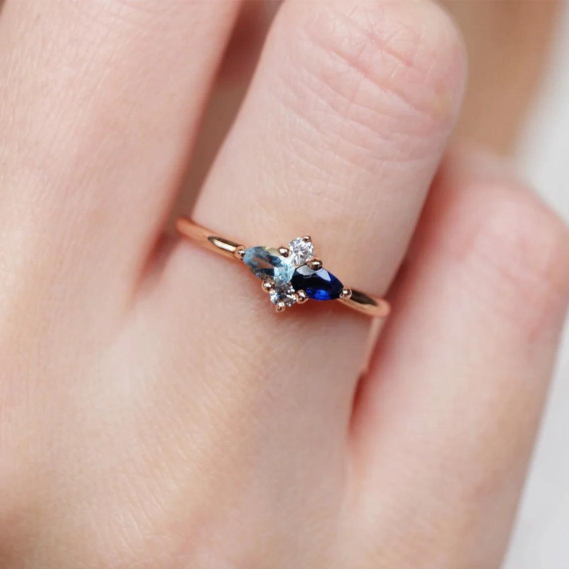 Sapphire Aquamarine Ring Cellinia - SOVATS