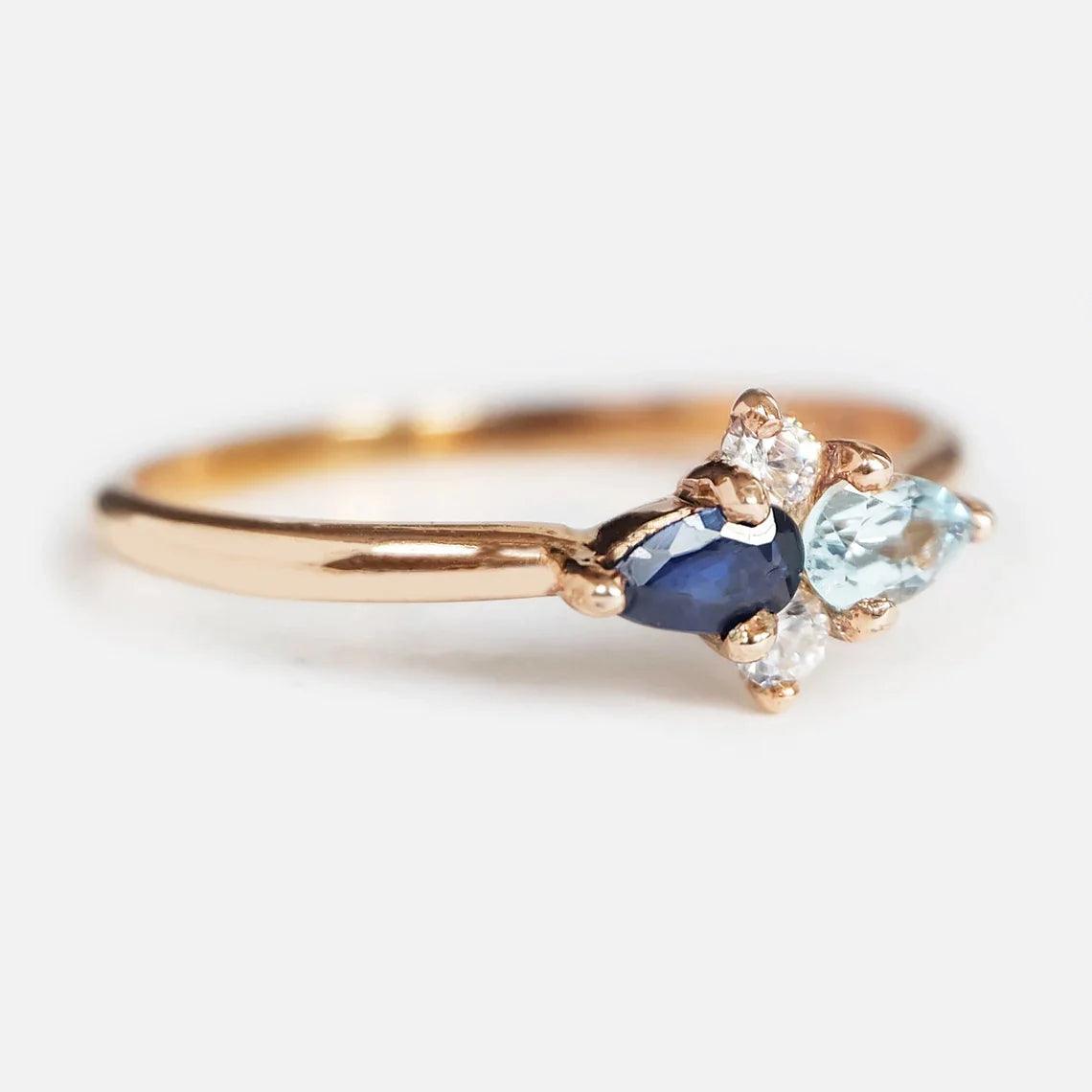 Sapphire Aquamarine Ring Cellinia - SOVATS