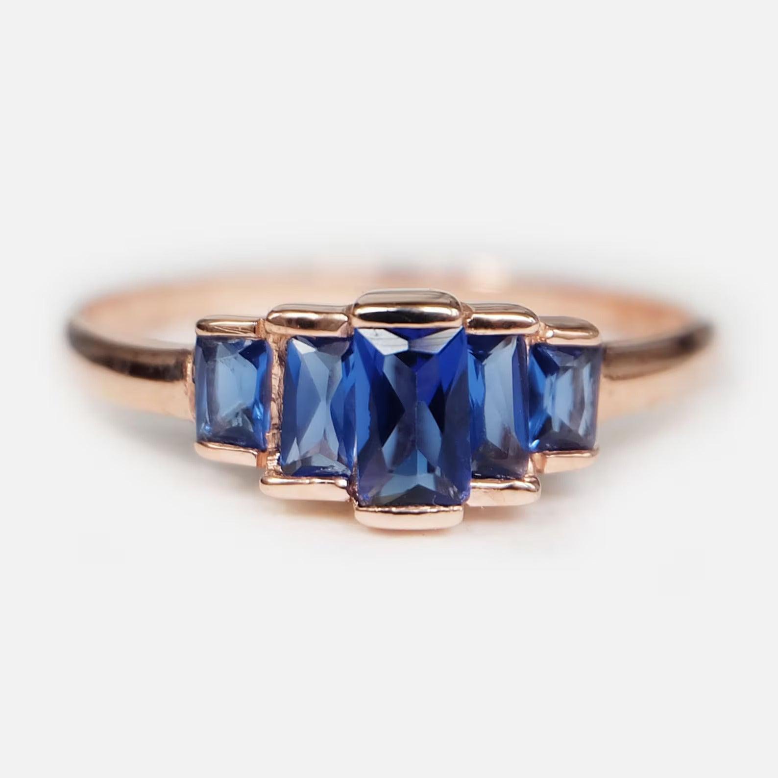 Sapphire Baguette Ring Celestine - SOVATS