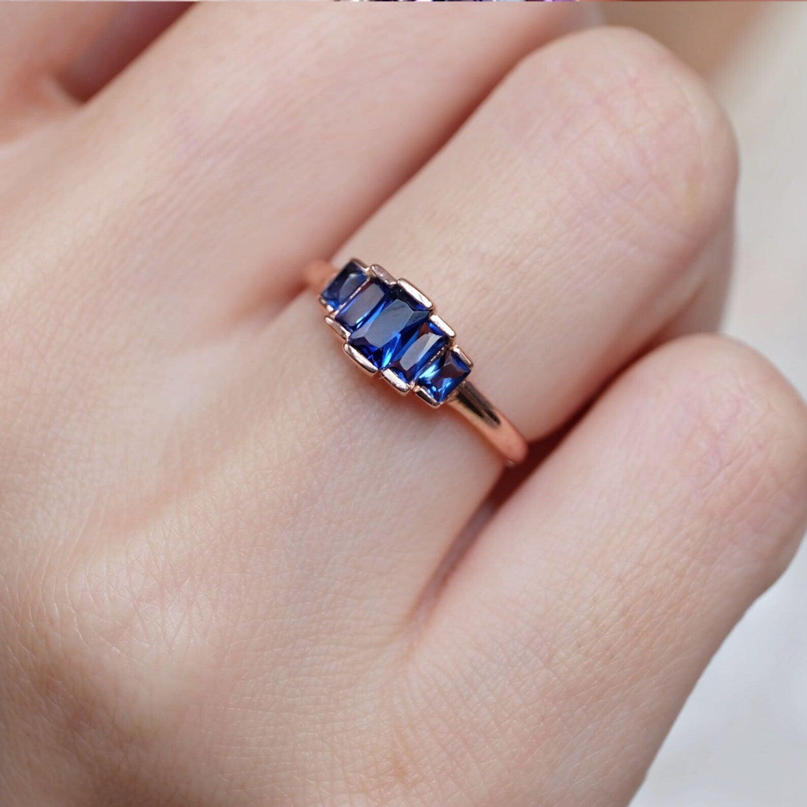 Sapphire Baguette Ring Celestine - SOVATS
