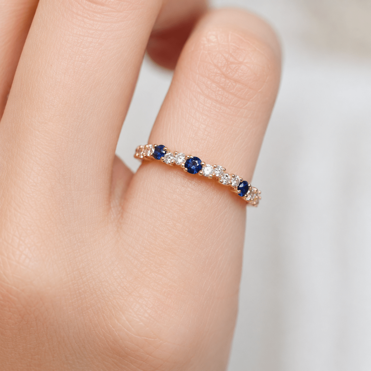 Sapphire Diamond Band Gold Ring Mint - SOVATS