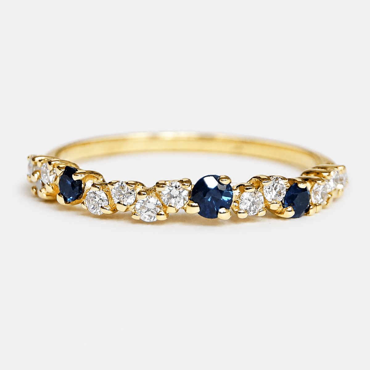 Sapphire Diamond Band Gold Ring Mint - SOVATS