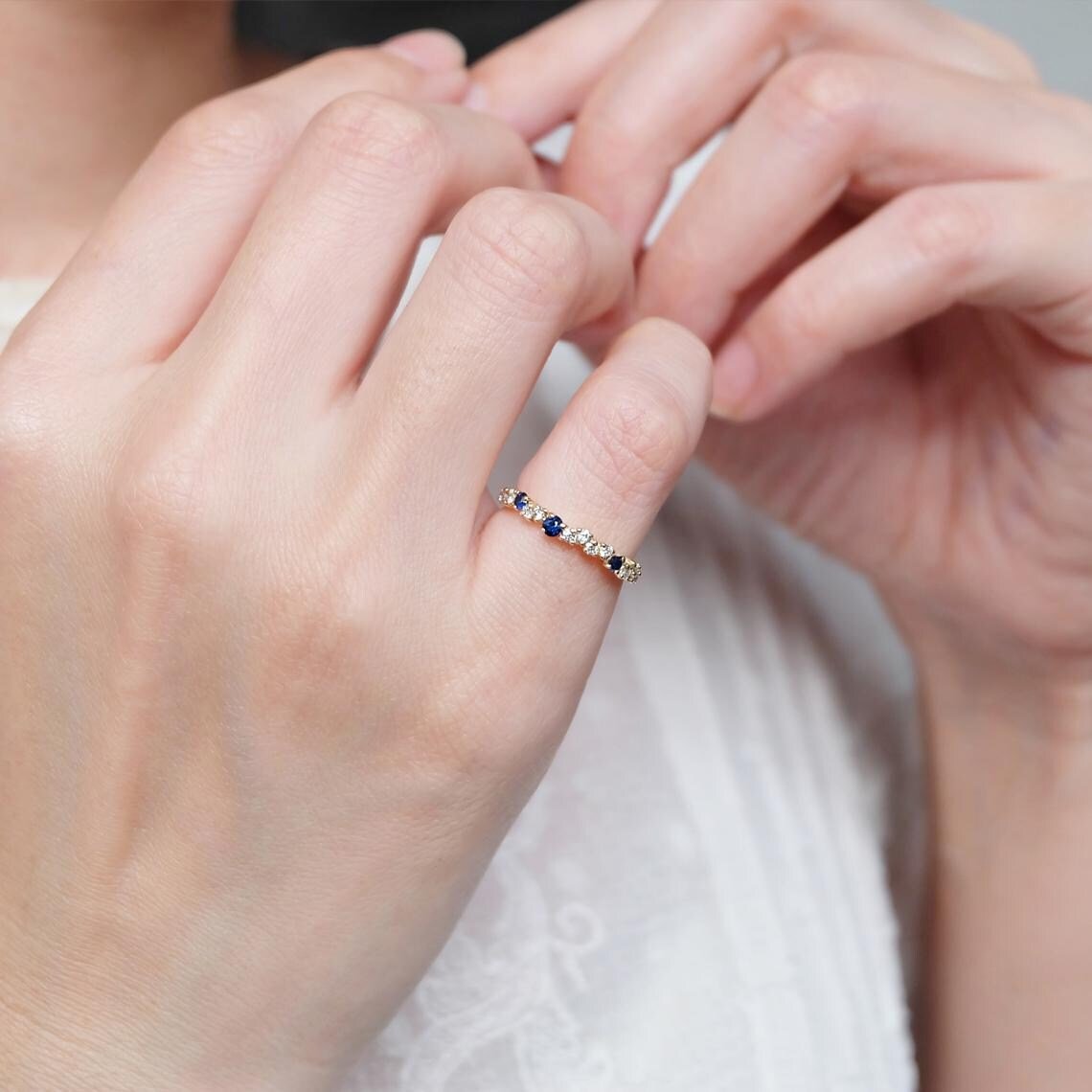Sapphire Diamond Band Ring Idun - SOVATS