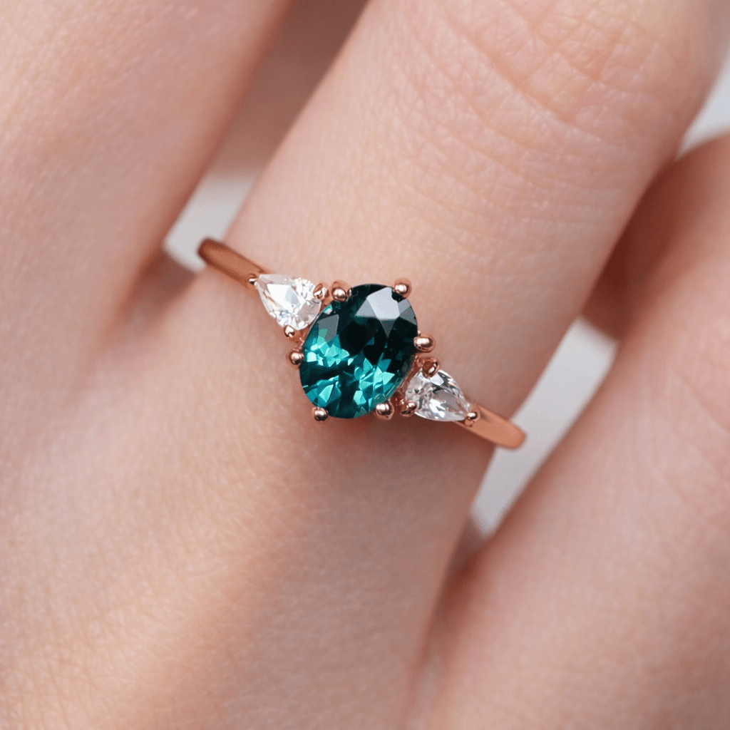 Sapphire Diamond Engagement Gold Ring Emi - SOVATS