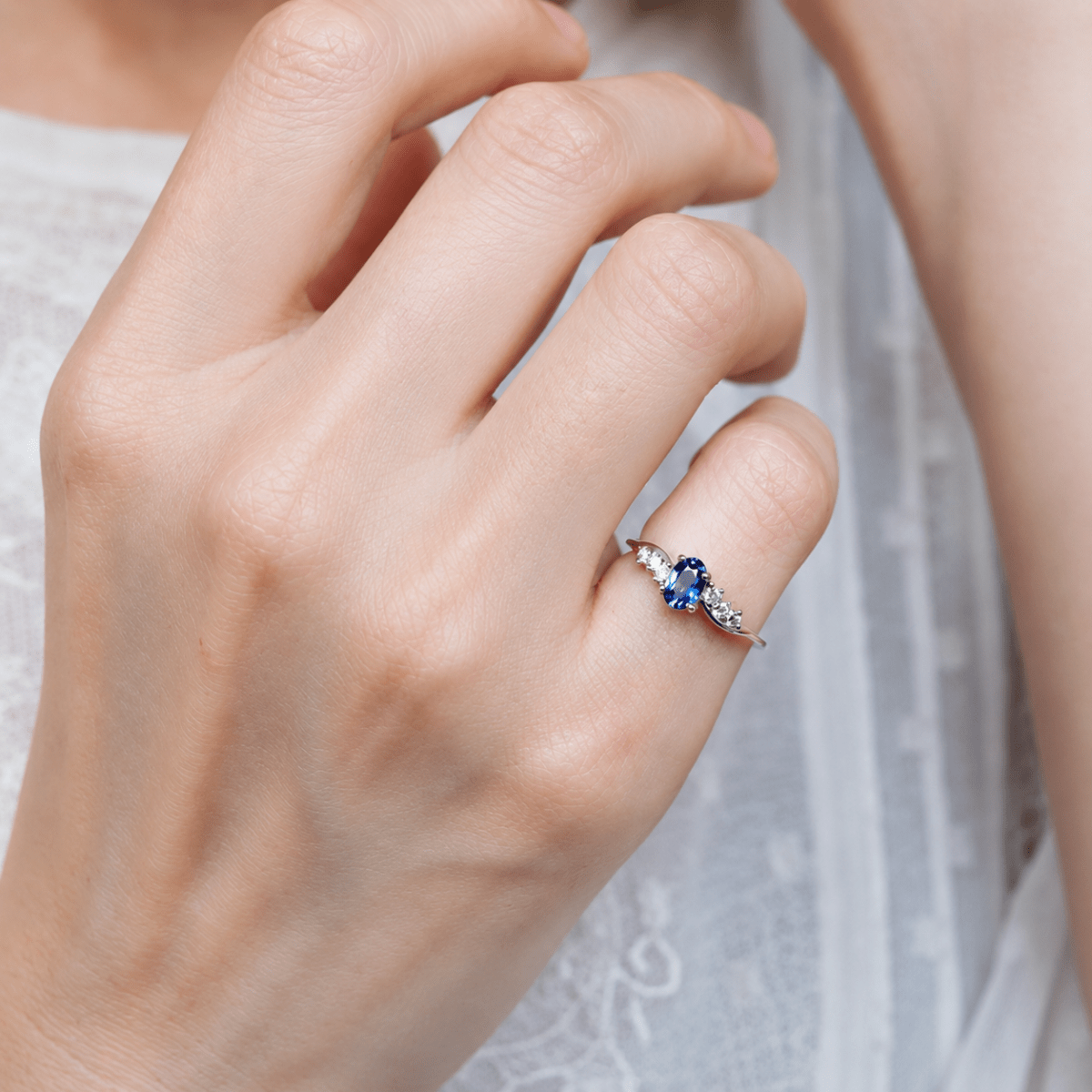 Sapphire Diamond Gold Ring Avdotya - SOVATS